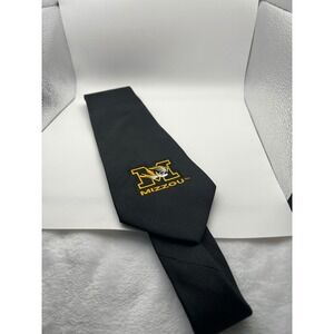 College Classics Mizzou University of Missouri Tigers Black Silk Necktie Logo